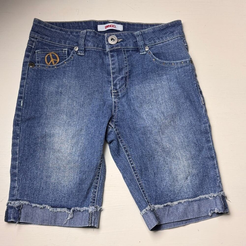 Bongo Girl's Denim  Embellished Dark Wash Bermuda Shorts Sz 12